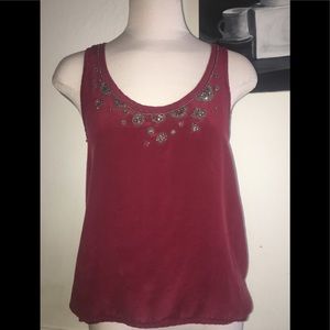 Urban Outfitters burgundy silk, beaded tank top